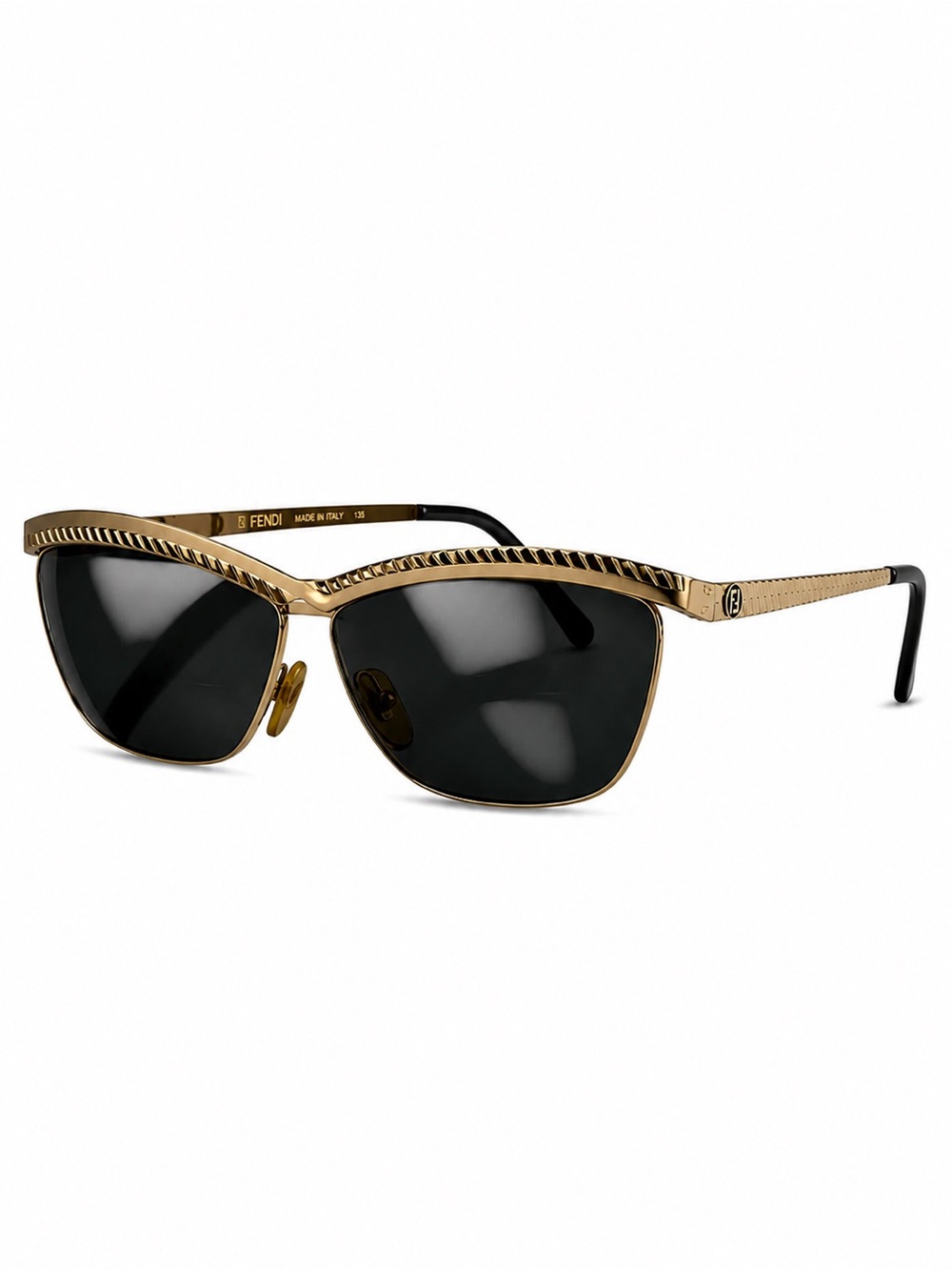 Vintage Fendi FS 207 Rope Brow Sunglasses Gold Italy 61-10-135 Frames